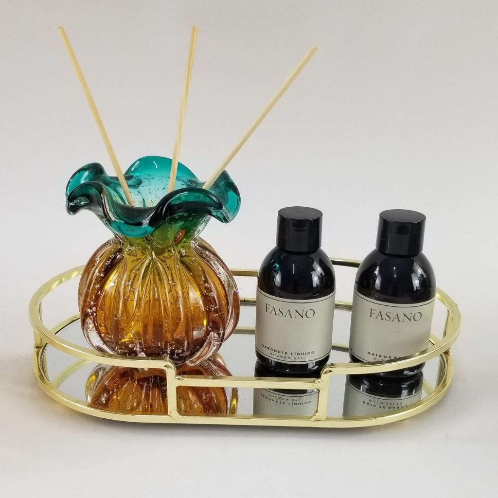 Kit 2 Vasos Murano Verde e Âmbar