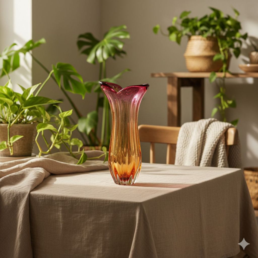 Vaso Murano Moskow Rosa e Âmbar