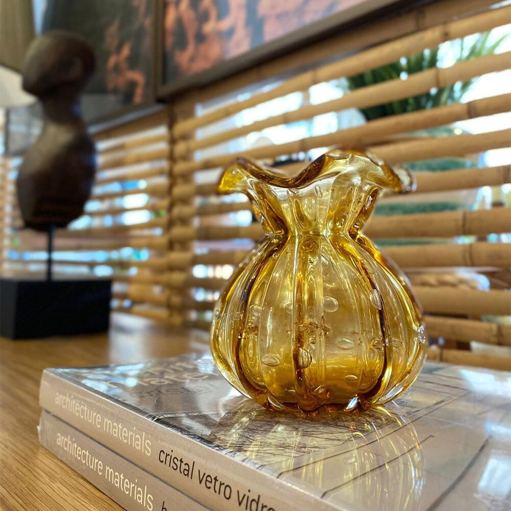 Vaso Murano Âmbar Dourado Italy