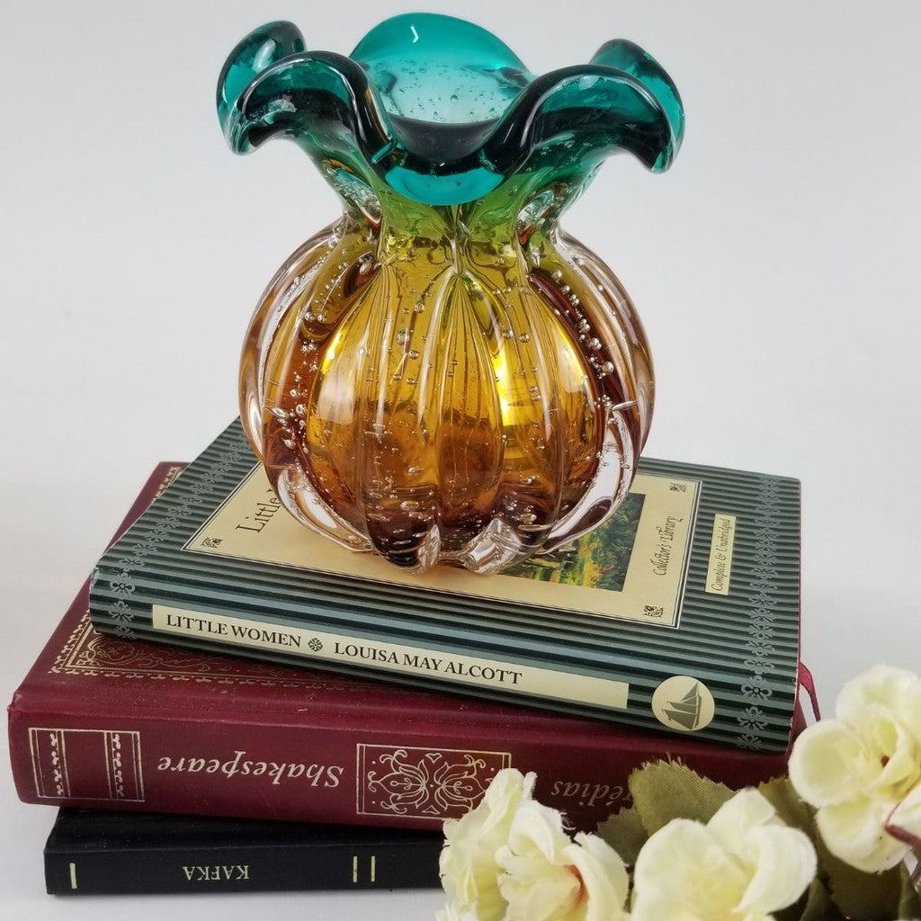 Kit 2 Vasos Murano Verde e Âmbar