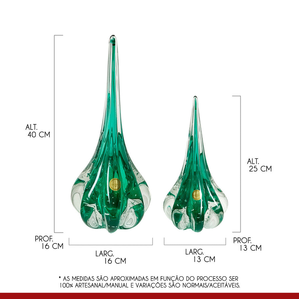 Kit 2 Esculturas Cristal Murano Gota Veneza