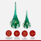 Kit 2 Esculturas Cristal Murano Gota Veneza