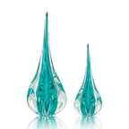 Kit 2 Esculturas Cristal Murano Gota Veneza