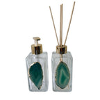 Kit Lavabo Difusor e Saboneteira Pedra Ágata Verde