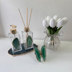 Kit Lavabo Difusor e Saboneteira Pedra Ágata Verde